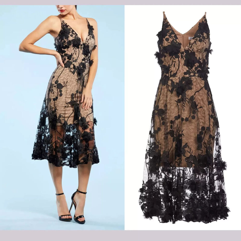 Dress the Population Audrey 3D Embroidered Fit & Flare Dress Women's Size Medium - Picture 8 of 16